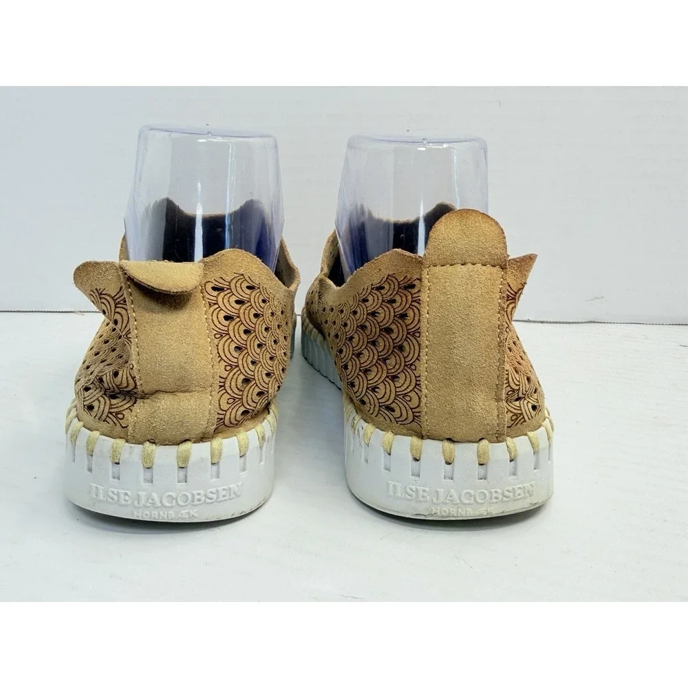 Ilse Jacobsen Tulip 139 Laser Cut Slip On Shoes Women's EU 38 Latte